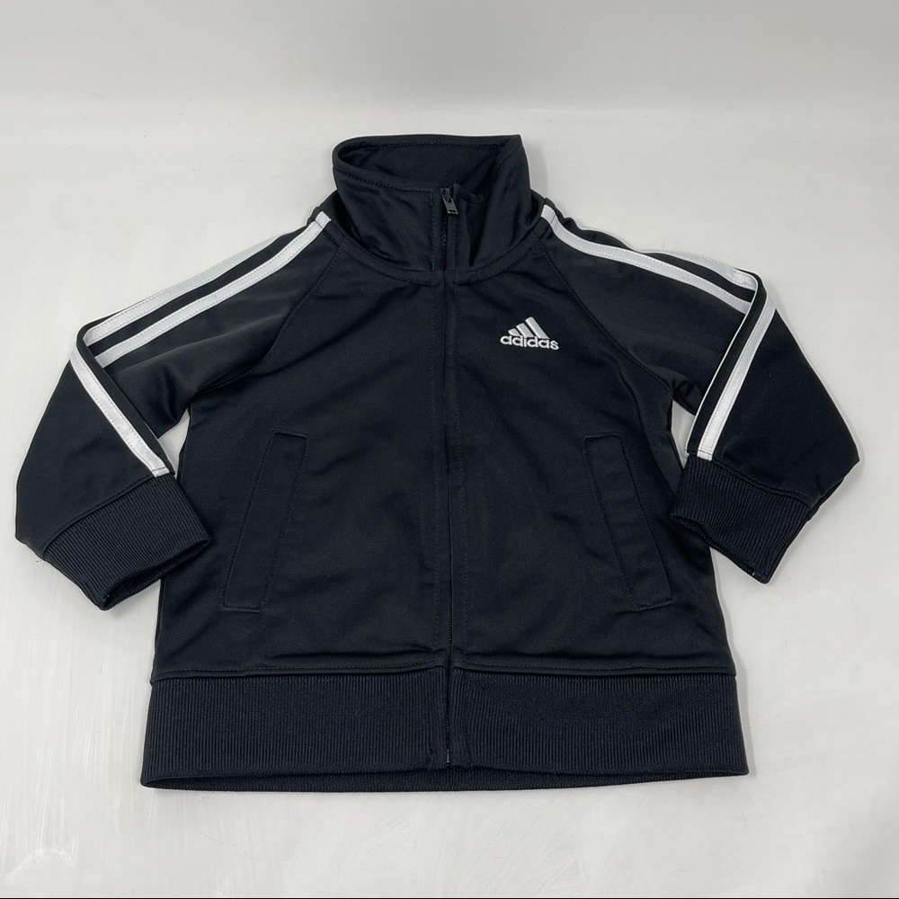 Adidas Logo Embroidered Zipper Jacket w/ pockets! Logo on front and back!